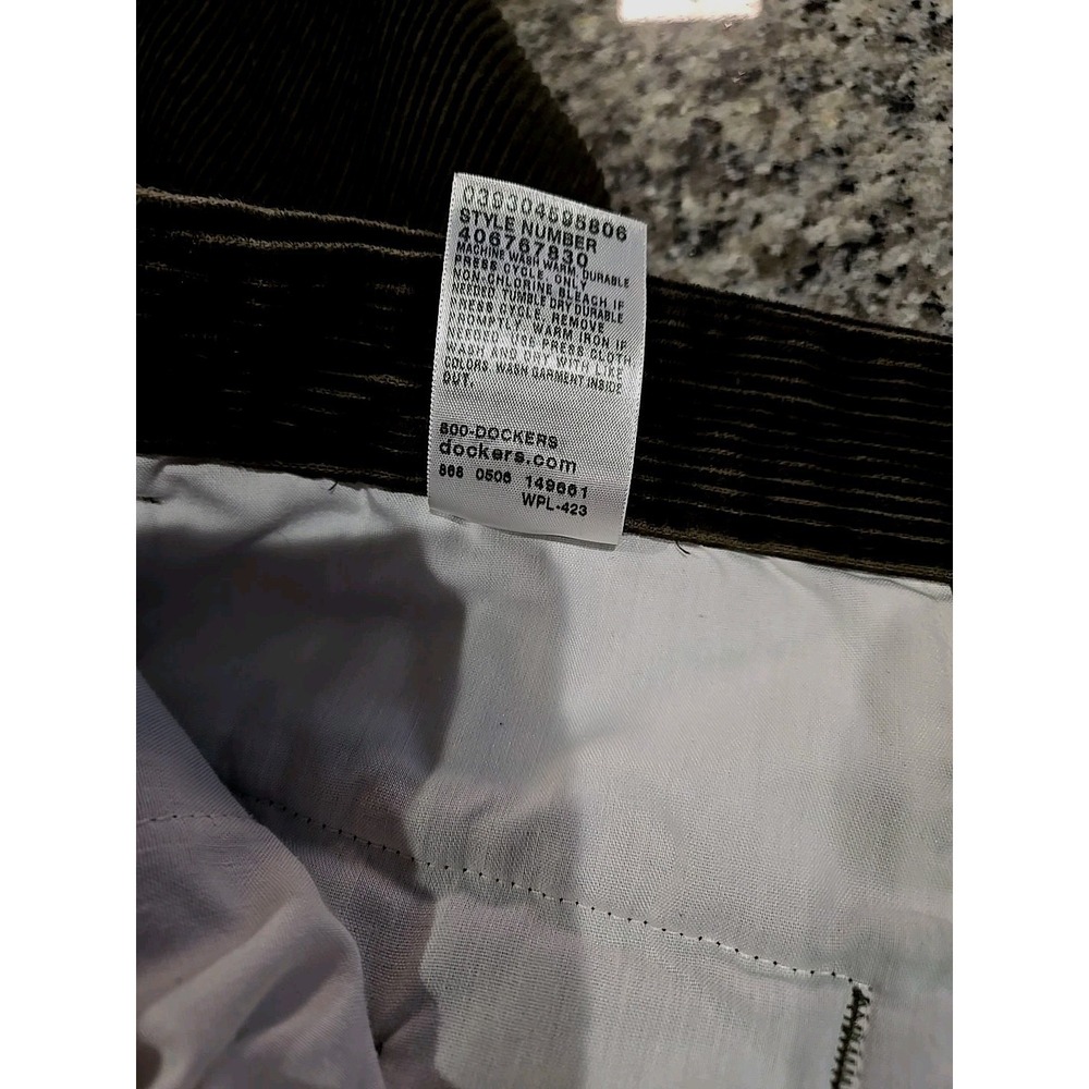 Mens Levi DOCKERS Brown Corduroy Pants 38x34 (37x33) Retro Y2K Cuffed, Pleated - Picture 5 of 11